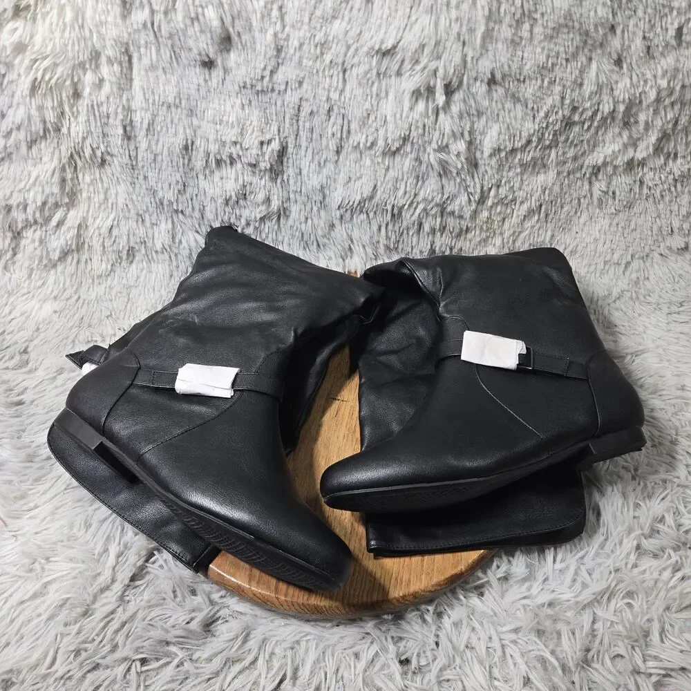 Women Unbranded Black Faux Leather Over The Knee Fashion Boot Zip Up Side Sz 11
